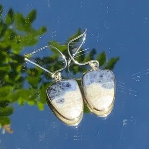 NATURAL SODOLITE 925 STERLING SILVER EARRINGS